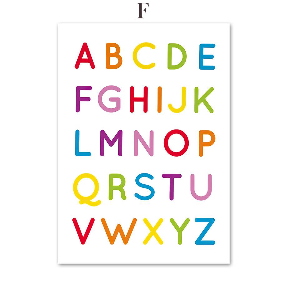 Rainbow Sun Star Cloud Numbers Alphabet Colors Wall Art Canvas Painting Nordic Posters And Prints Wall Pictures Kids Room Decor