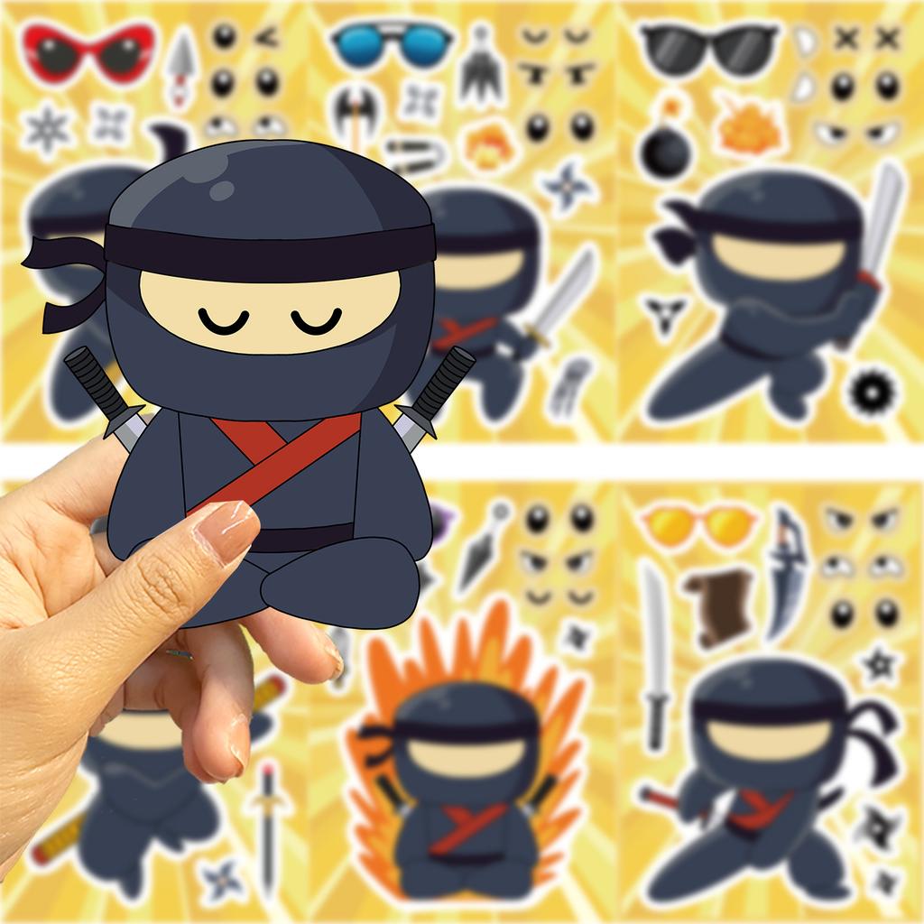 8 Cartoon Ninja Face Swap Collage Hands-on DIY Handbook Mobile Phone Case Decoration
