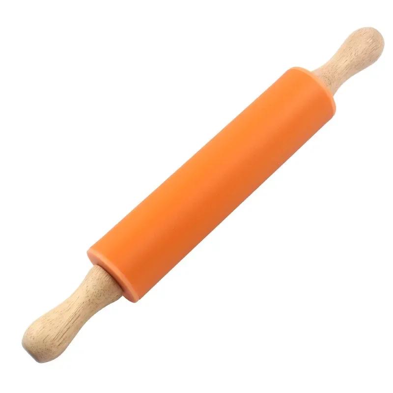Silicone Christmas Rolling Pins for Kids, Non-stick Surface and Comfortable Wood Handles for Baking Bakery Accessories