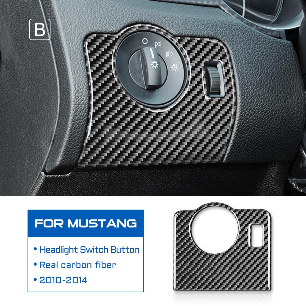 

Настоящее углеродное волокно для Ford Mustang 2010 2011 2012 2013 2014 Аксессуары Декоративные накладки на салон Кнопка переключателя фар автомобиля Наклейки