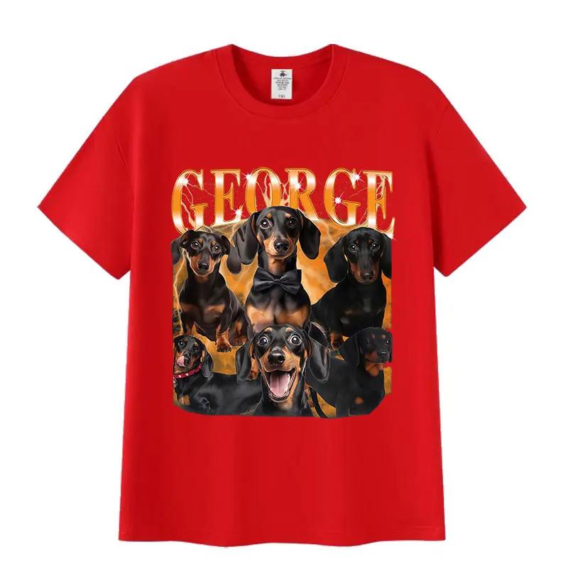George Dog Funny Meme Graphic T Shirt Men Casual Fashion Cotton Short Sleeve T-shirts Unisex Vintage High Quality Cotton T-shirt