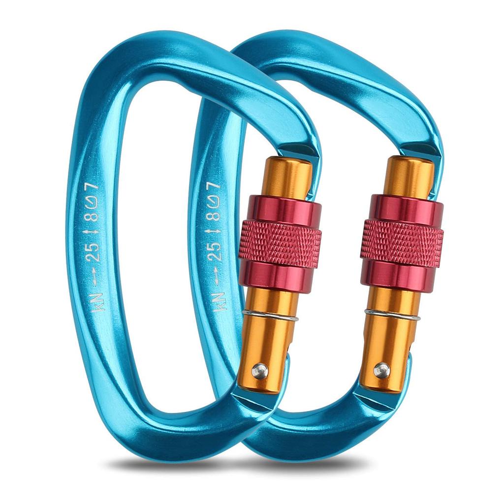 Onlygreen 25KN Load Screw Climbing Screw Locking Sturdy Aluminum for Dog Aerial and Clip Ultra-Lightweight Carabiner, (2500kg) Capacity, D-Shaped