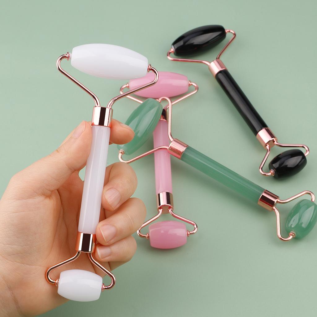 2pcs Double-end Gua Sha Massage Roller Neck Face Board Facial Skin Lifting Scraper -Wrinkle Beeswax Stone Scraping Massager