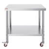 Stainless Steel Catering Work Table 30x36 Inch Commercial Kitchen Table with 4 Wheels Commercial Food Prep Workbench With Flexible Adjustment Shelf