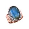 Natural Labradorite Gemstone 925 Solid Sterling Silver Two Tone Ring Size 5 I6y56