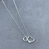 Collar con Colgante de Corazón de Plata de Ley 925 para Mujer Familia T con Diamantes y Esmalte, Cadena Clavicular Azul Clásico, Colgante para Mejor Amiga