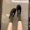 Whole Cowhide~ Thick-soled Camellia Jk Small Leather Shoes, Women's Small Gold Buckle, One Pedal, Lazy with Skirt, Genuine Leather Loafers