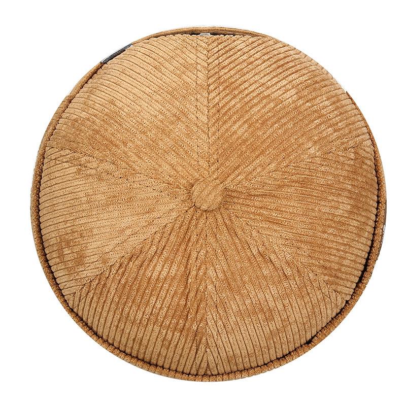 Women's Retro Corduroy Brimless Melon Cap - Trendy Autumn/Winter Yuppie & Hip-Hop Style Hat