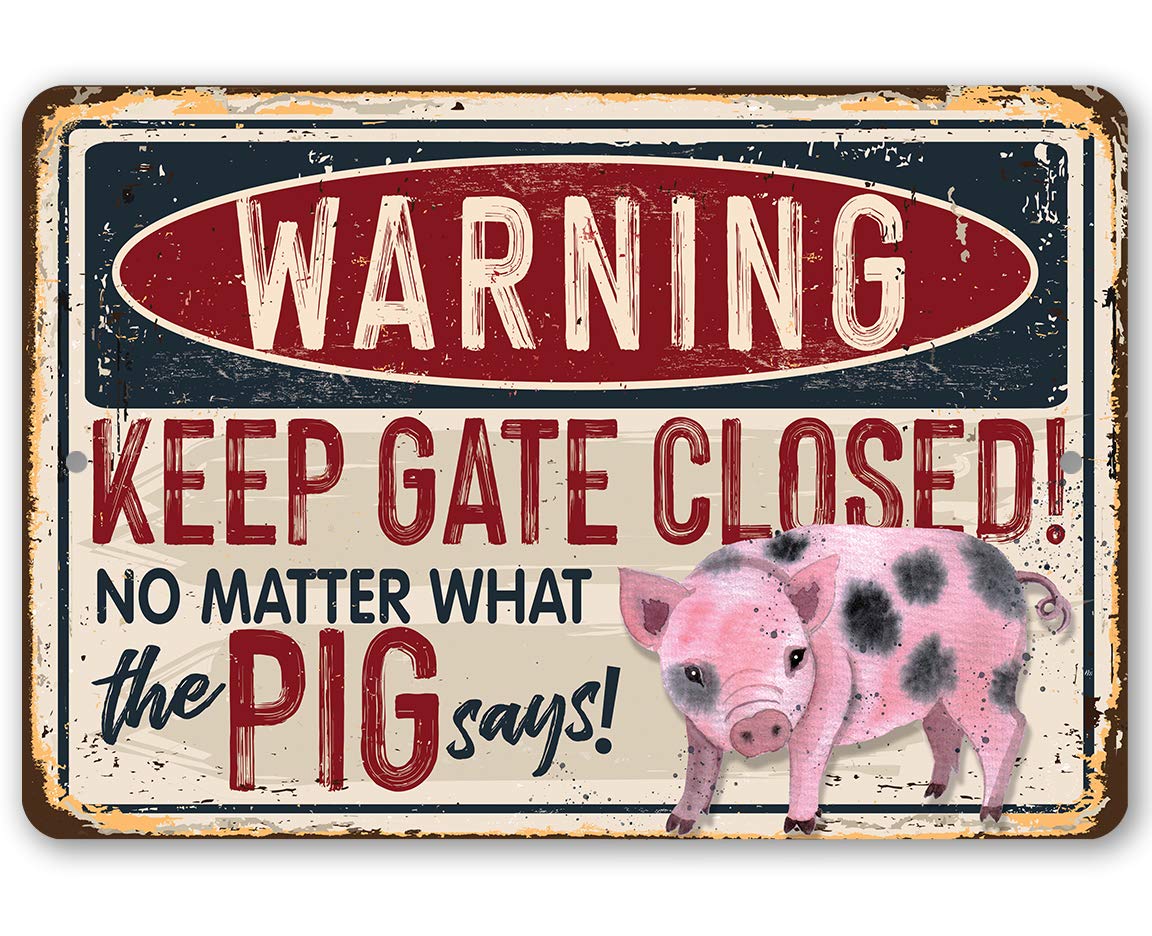 

Warning Pig Says Funny No Trespassing Sign Farmhouse Decoration and Pig Farm Warning Signage Pig Tin Signs Vintage Great 20x30cm（7.8x11.8inch）