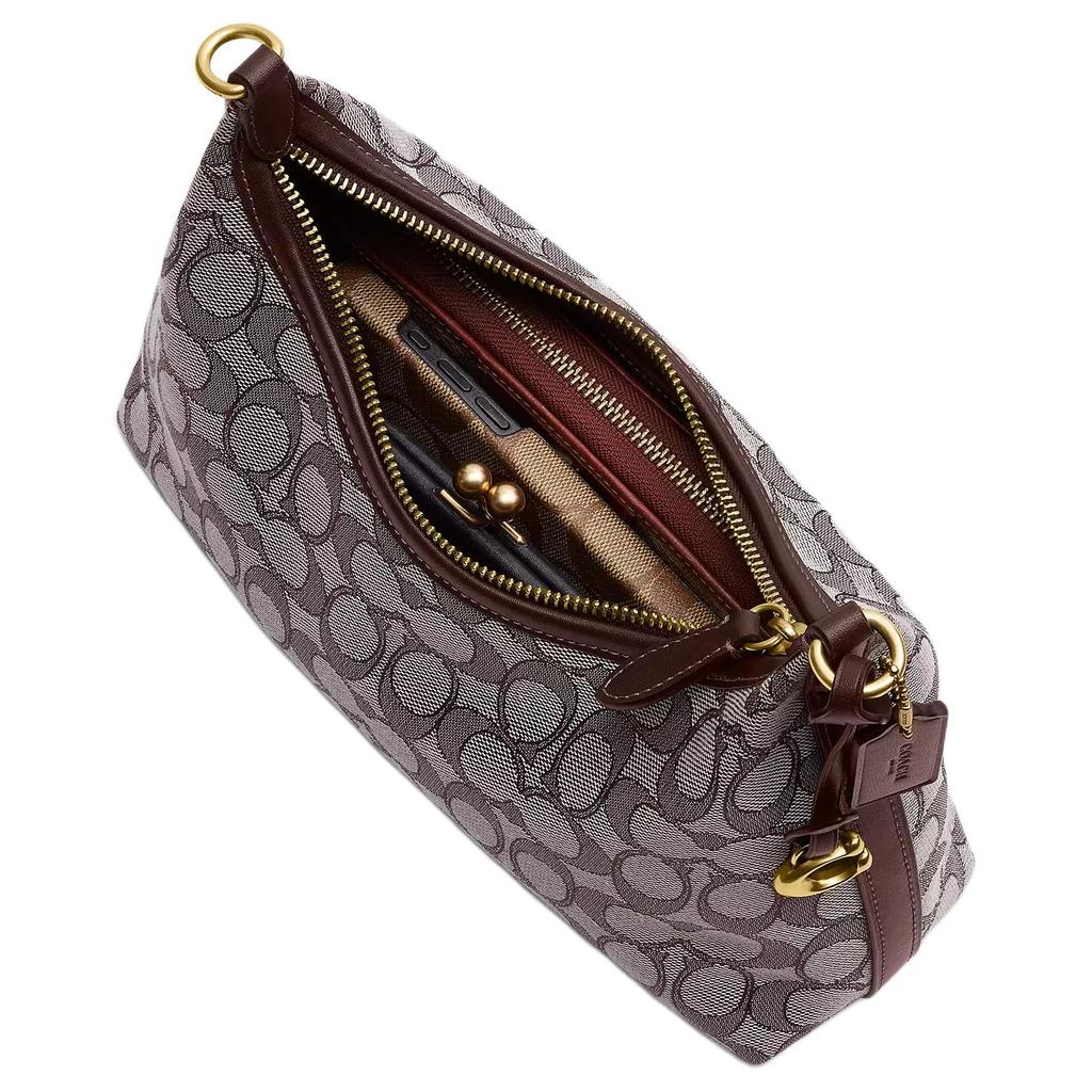Coach Juliet 25 Signature Jacquard Design Cotton Shoulder Bag Medium Women Shoulder Bag Oak Maple CBS11-B4S0M