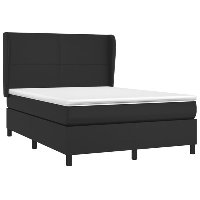 VidaXL Lit à sommier tapissier avec matelas Noir 140x190 cm Similicuir - Modèle 3128907