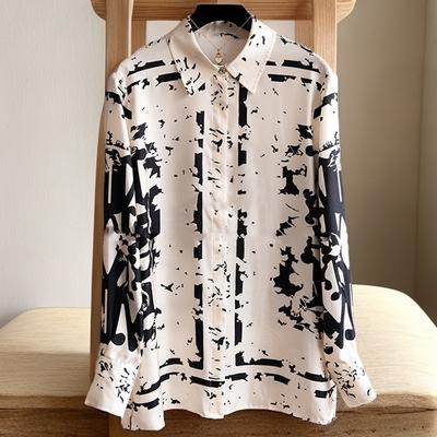 Haut à manches longues pour femmes, nouveau style printemps et automne, réducteur d'âge, à lettres et blocs de couleurs, chemise imprimée