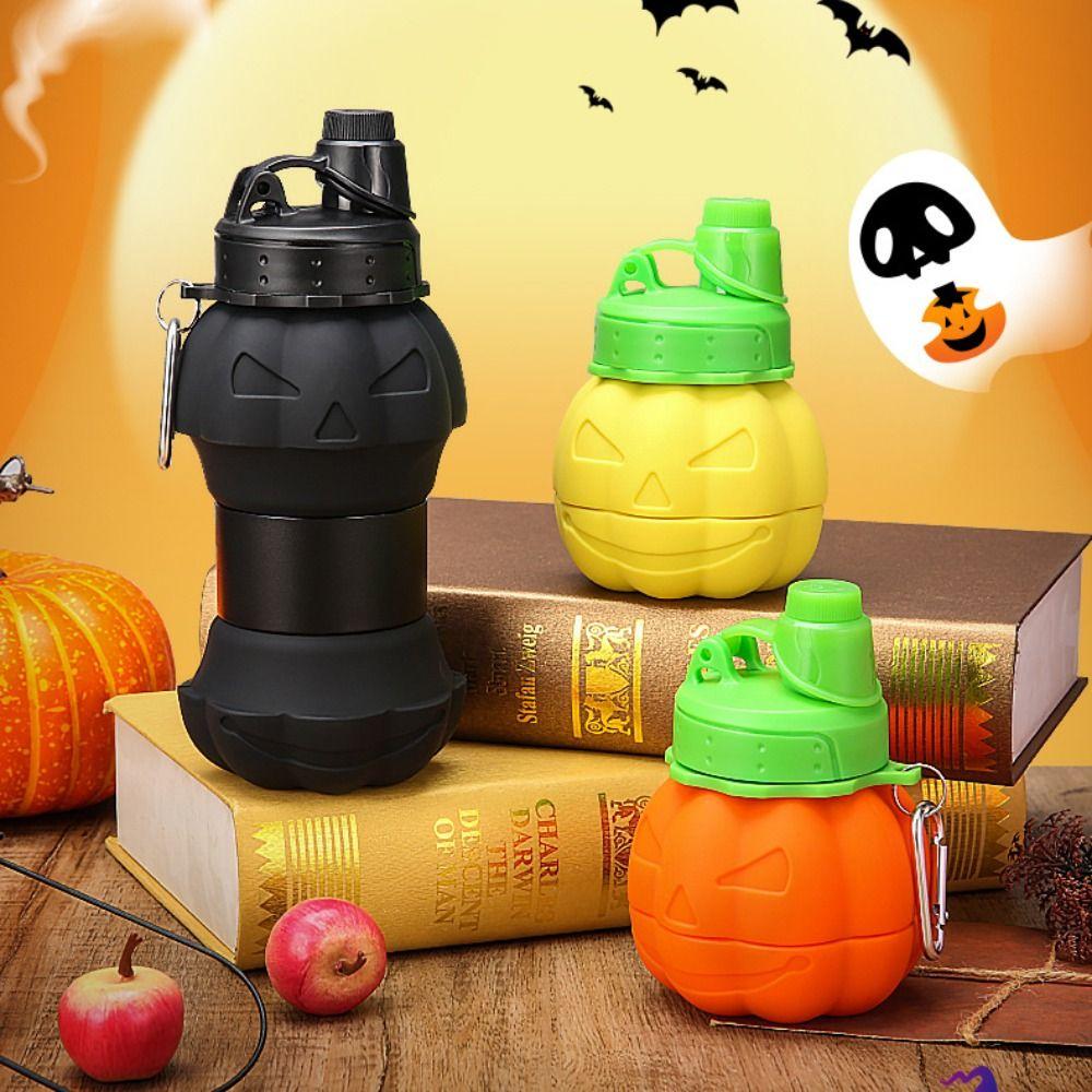 Retractable Folding Water Bottle Pumpkin Silicone Sport Bottles Collapsible Water Cup  Traveling