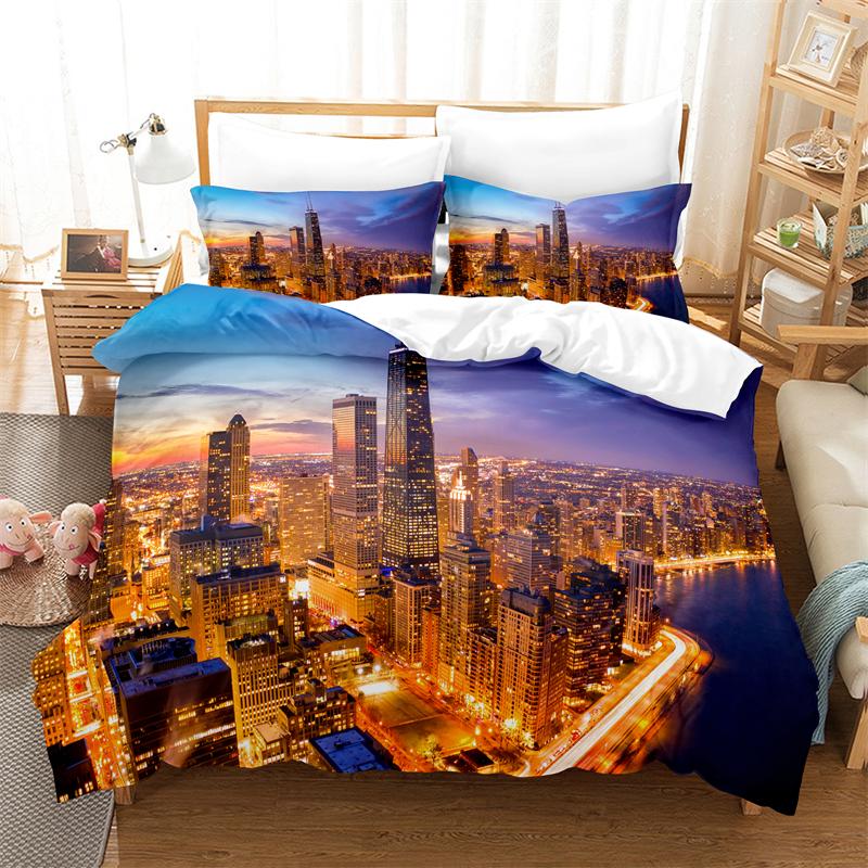 City Night Scene Bedding Set Duvet Cover Set 3d Bedding Digital Printing Bed Linen King Queen Size Bedding Set Fashion Design