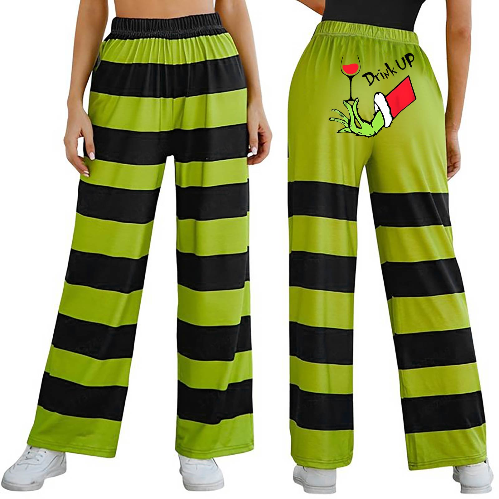 

Женские повседневные модные брюки с рождественским принтом и эластичной талией S