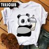 Milk Tea Cat Print Bubble Tea Animal TShirt Unisex Couple Trendy Personalized Womens Clothing Soft Cotton Short Sleeve Tshirt