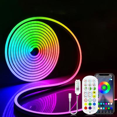 Inteligentna kontrola aplikacji Bluetooth listwa świetlna LED RGB 12V elastyczna rurka lampa wstążkowa z 24 klawiszami pilot zdalnego sterowania oświetlenie dekoracyjne do domu