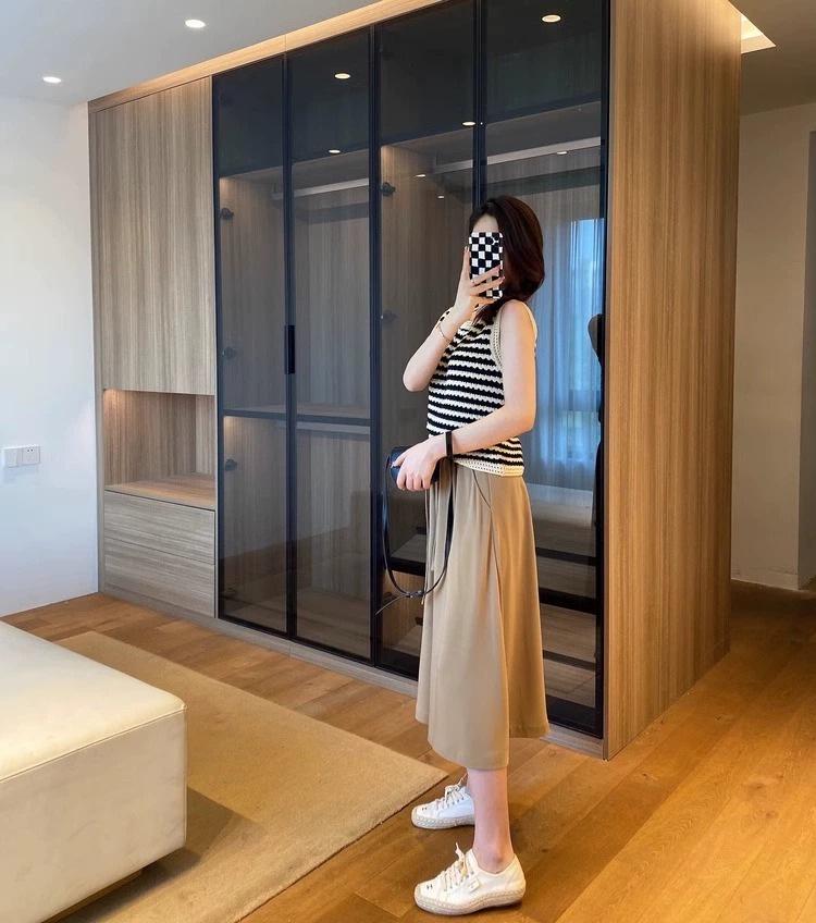 Hochtaillierte Eisseiden-Hose mit weitem Bein für Damen - Sommer Schlankmachend, Koreanischer Stil, Lockere Passform, Birnenform-freundlich, Rockhose mit Kordelzug