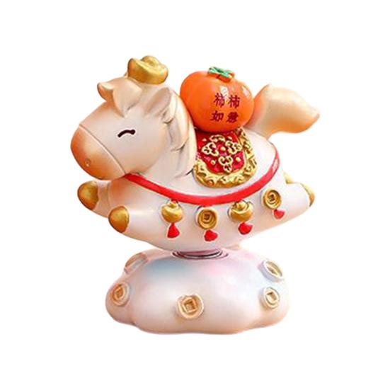 

Chinese Zodiac Horse Statue Year of The Horse Cute Rotating Horse Figurine Resin Lucky Feng Shui Ornament for Home Office Store Tabletop Decor N