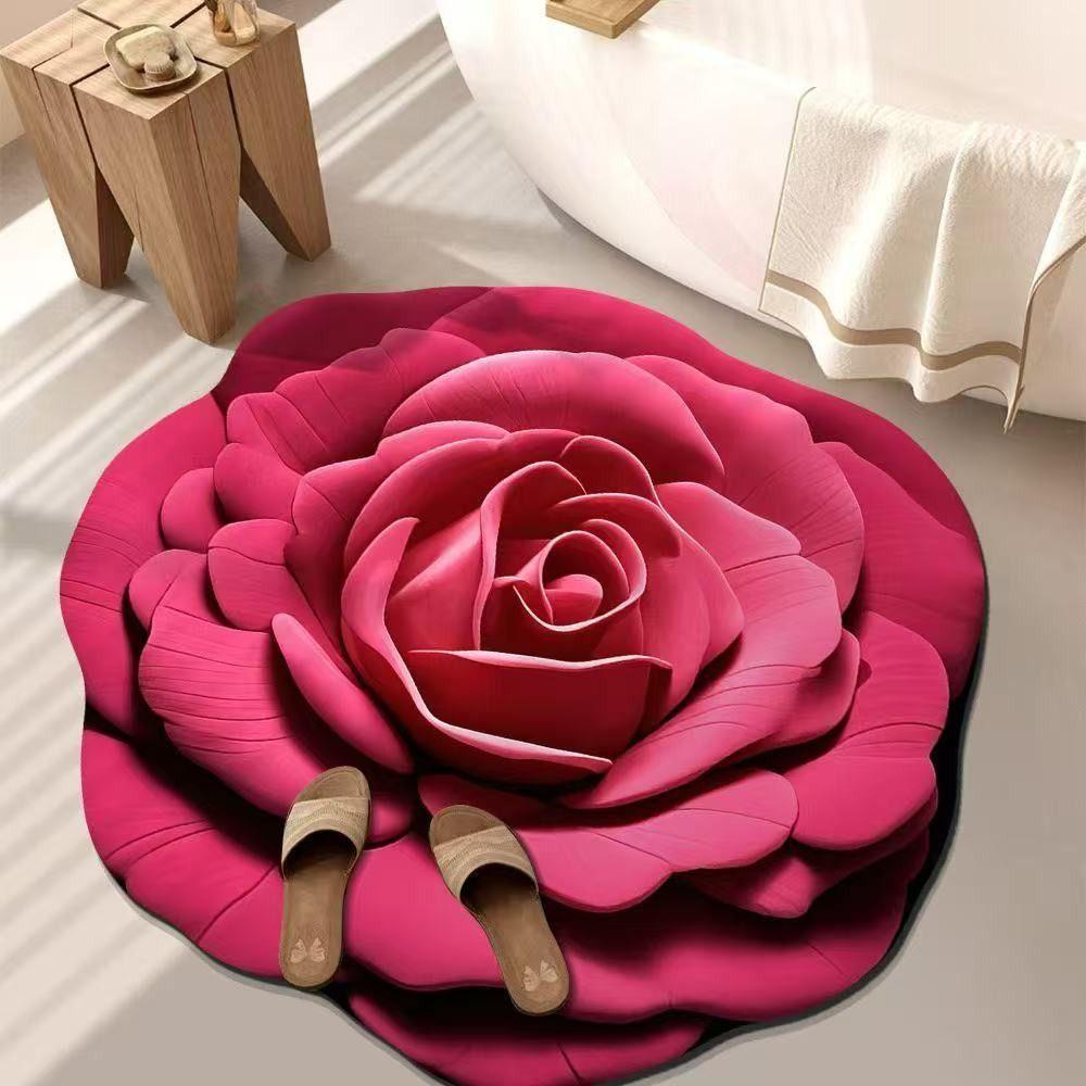 Soft Bathroom Floor Mat Peony Door Gasket New Coral Carpet  Living Room Tea Table Bedside