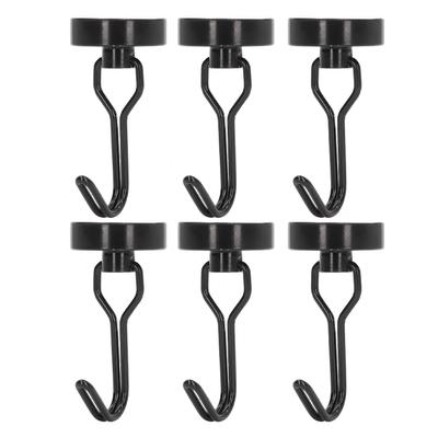 6 Stück Schwenkbarer Magnetischer Haken Set Kein Bohren Notwendig Dekorativ Schön Aussehend 180 Grad Drehbar Haken 0‑15kg Schwarz
