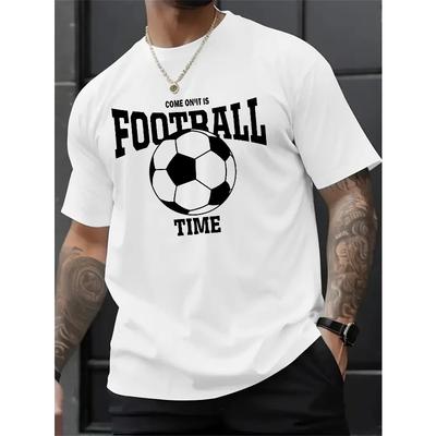 Europäische Größen 2D Fußball T-Shirt Herren Lässiges Fußball T-Shirt | Retro-Print, Leichte Dehnbarkeit, Rundhalsausschnitt, Perfekt für Sport und lässige Wochenendkleidung