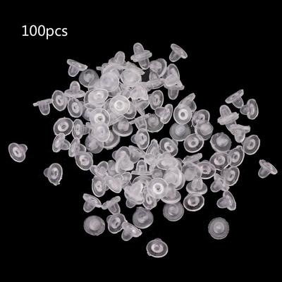 100 Stück/Set Kunststoff Ohrring-Kissen Anti-Schmerz Transparente Clip-On Ohrring-Pads