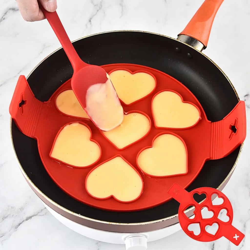 Pancake Mold Multi-shaped Silicone Pancake Four-hole Omelette Maker Family Practical Silicone Cake Pancake Kitchen Baking Mold