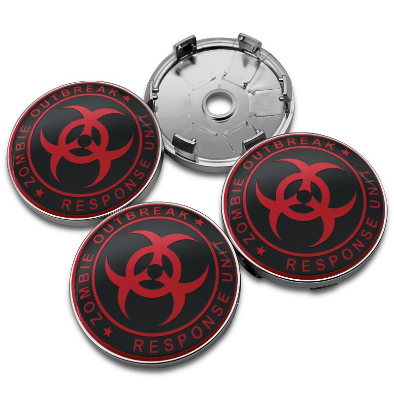 4PCS 56MM 60MM Zombie Outbreak Emblem Wheel Center Hub Cap Car Rims Dust-proof Cover Hubcaps Sticker Auto Styling Accessories