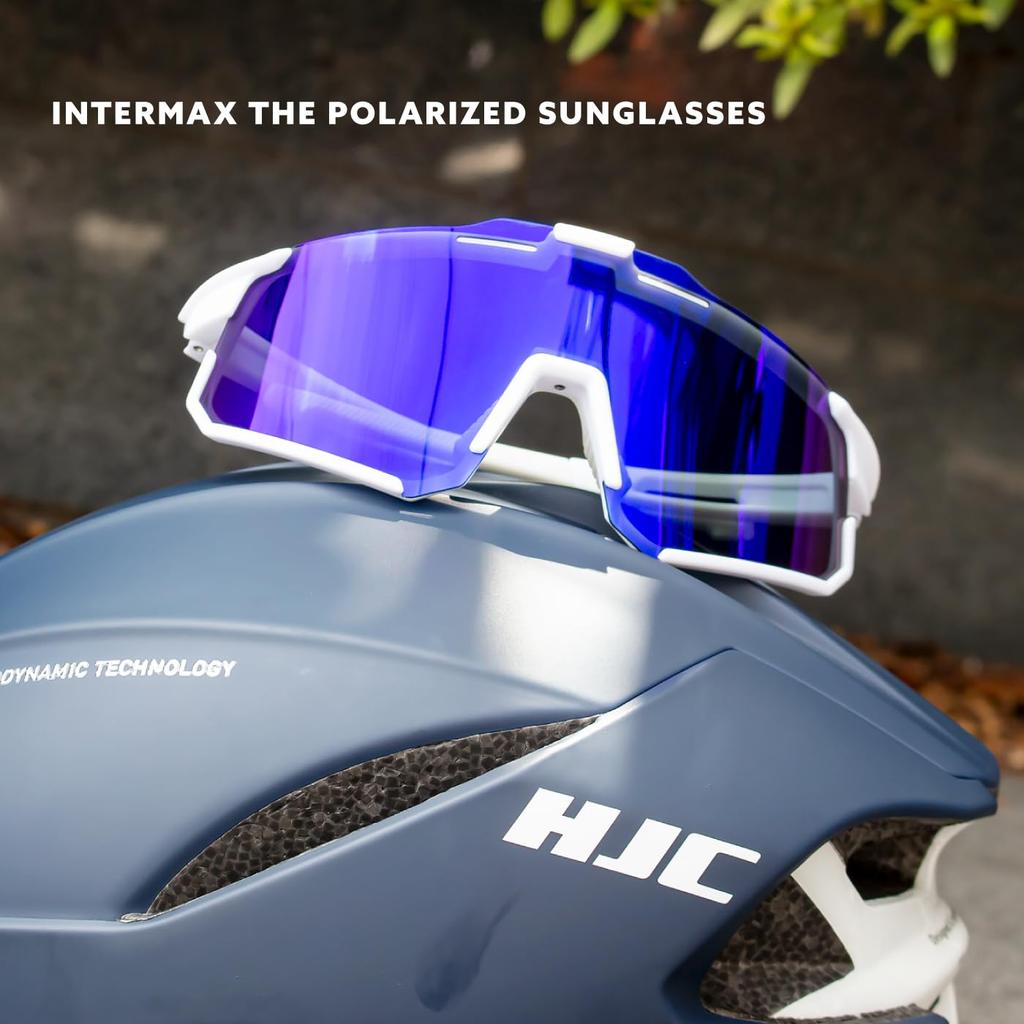 InterMax Sports Sunglasses UV Large Ideal for Road and Stylish for Men and Inner Frame with White THE POLARIZED SUNGLASSES [Polarized Lenses,