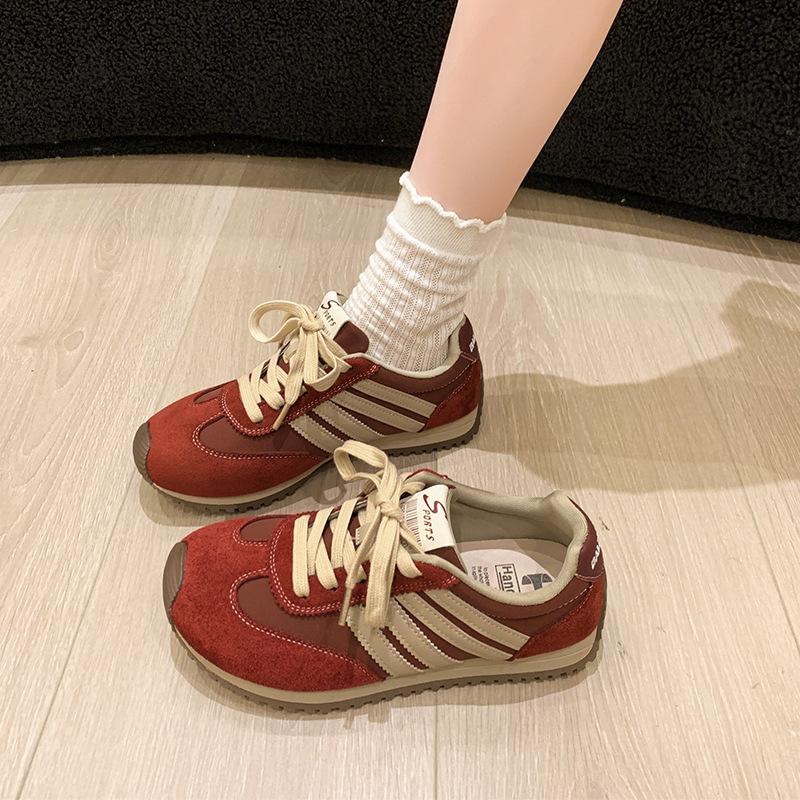 Dexun Shoes Women's 2025 Autumn New Great-looking Imitation Leather Platform Forrest Gump Shoes Super Fire Versatile Casual Sports Shoes