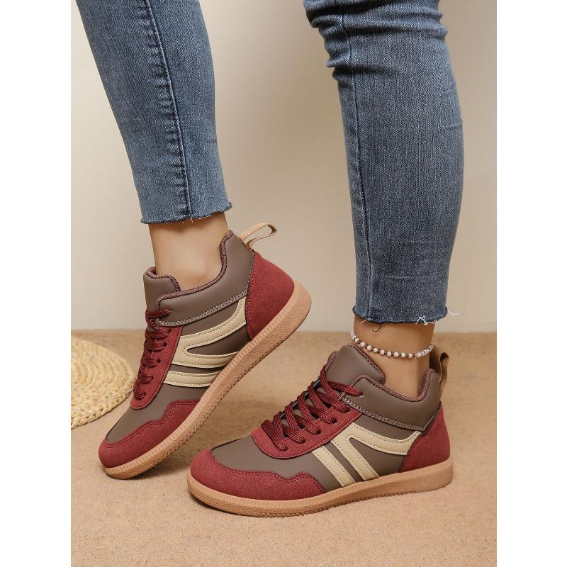 Autumn Sports Shoes Women's 2025 Autumn New Lace-up Plus-size Color-blocking Low-top Cotton Shoes