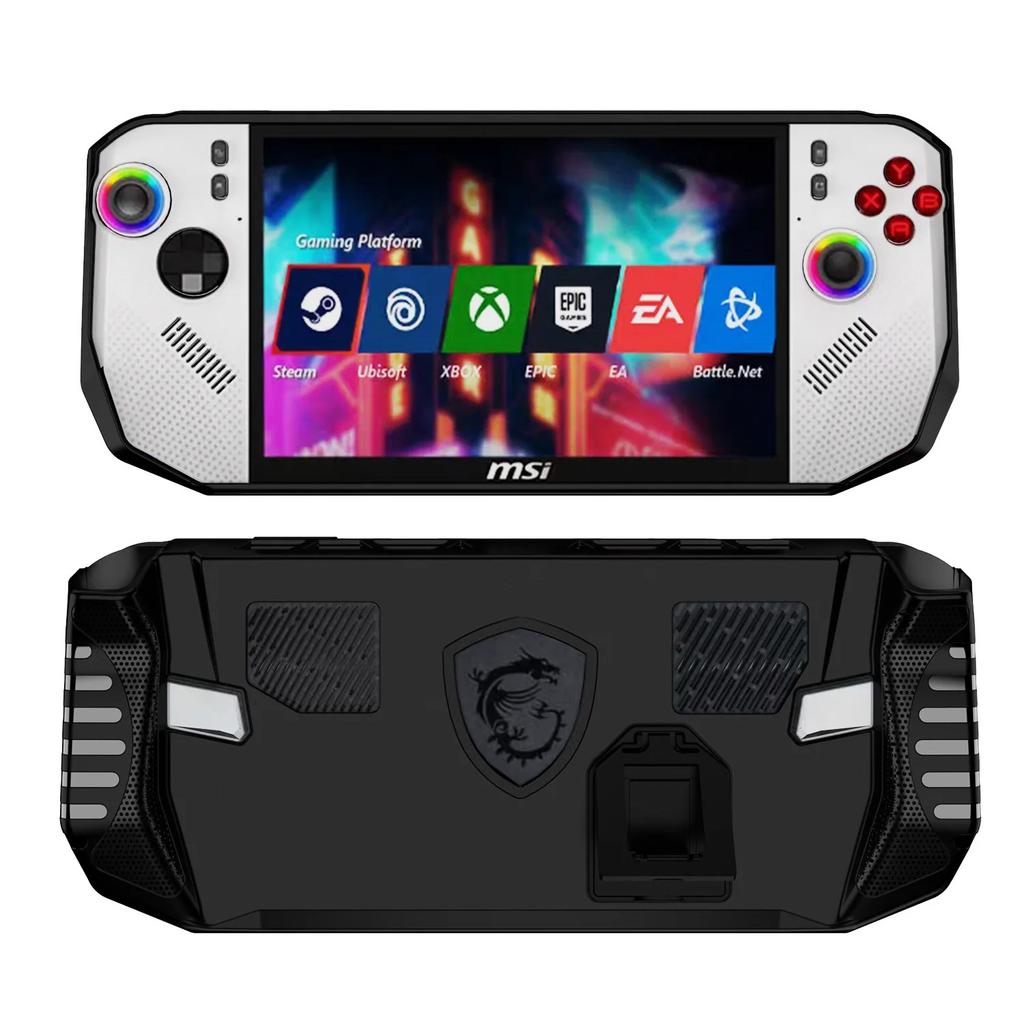 Custodia per Console di Gioco MSI Claw A8 BZ2EM con Cavalletto, Impugnature Antiscivolo per Host di Gioco Portatile in TPU, Cover Protettiva Morbida