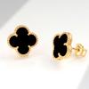 Womens Four Leaf Clover Earrings 18K Gold Plated Red Agate Luxury Fashion Jewelry