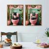 Funny Cat On Toilet Wall Art Cat Reading Newspaper Canvas Posters Print Picture for Home Bathroom Living Room Decor No Frame
