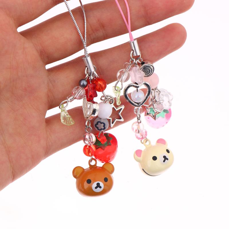 Cute Bear Strawberry Star Mobile Phone Chain Y2K Cartoon Phone Lanyard Camera Pendant Couple Keychain Gifts