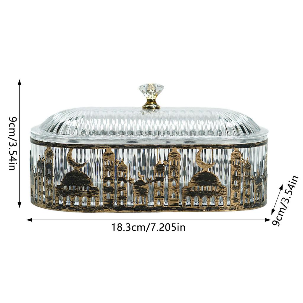 2025 Ramadan Decoration Tray Exquisite Star Moon Castle Pattern Snake Storage Box For Candy Fruit Biscuit Eid Mubarak Decor Prop