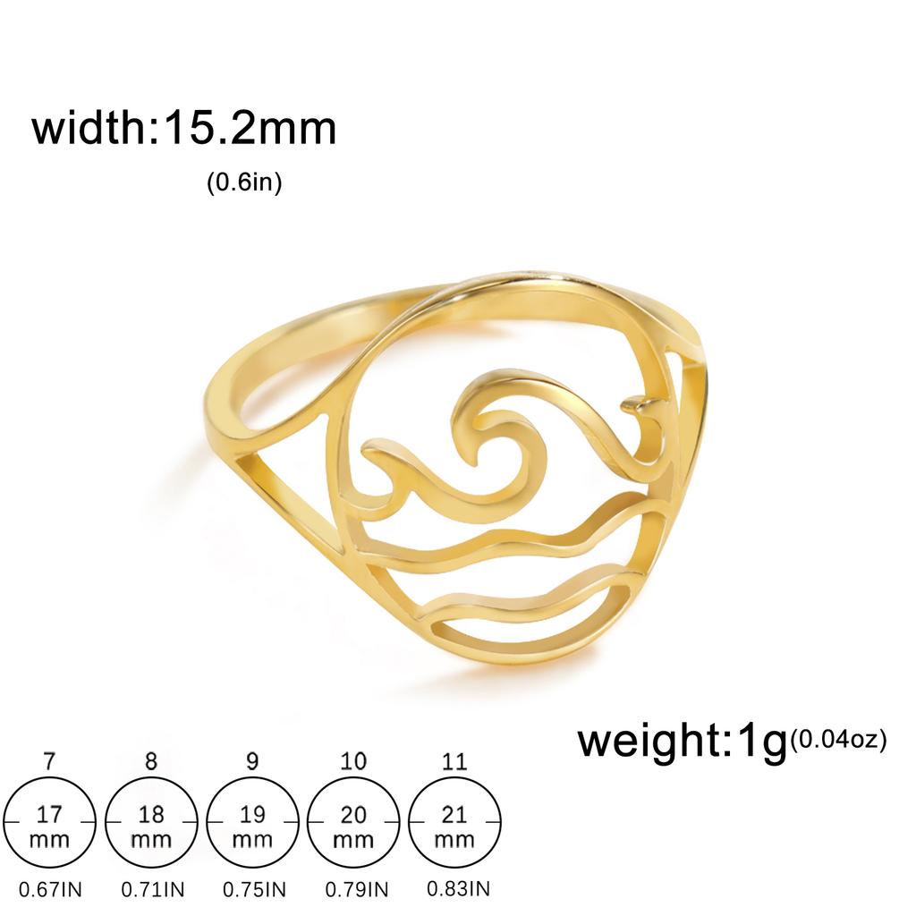 Cazador Minimalist Sea Wave Rings for Women Men Stainless Steel Finger Ring Jewelry Party Birthday Anniversary Gift Wholesale