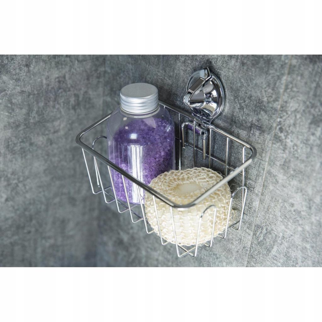 FORTE chrome bathroom shower shelf with suction cup