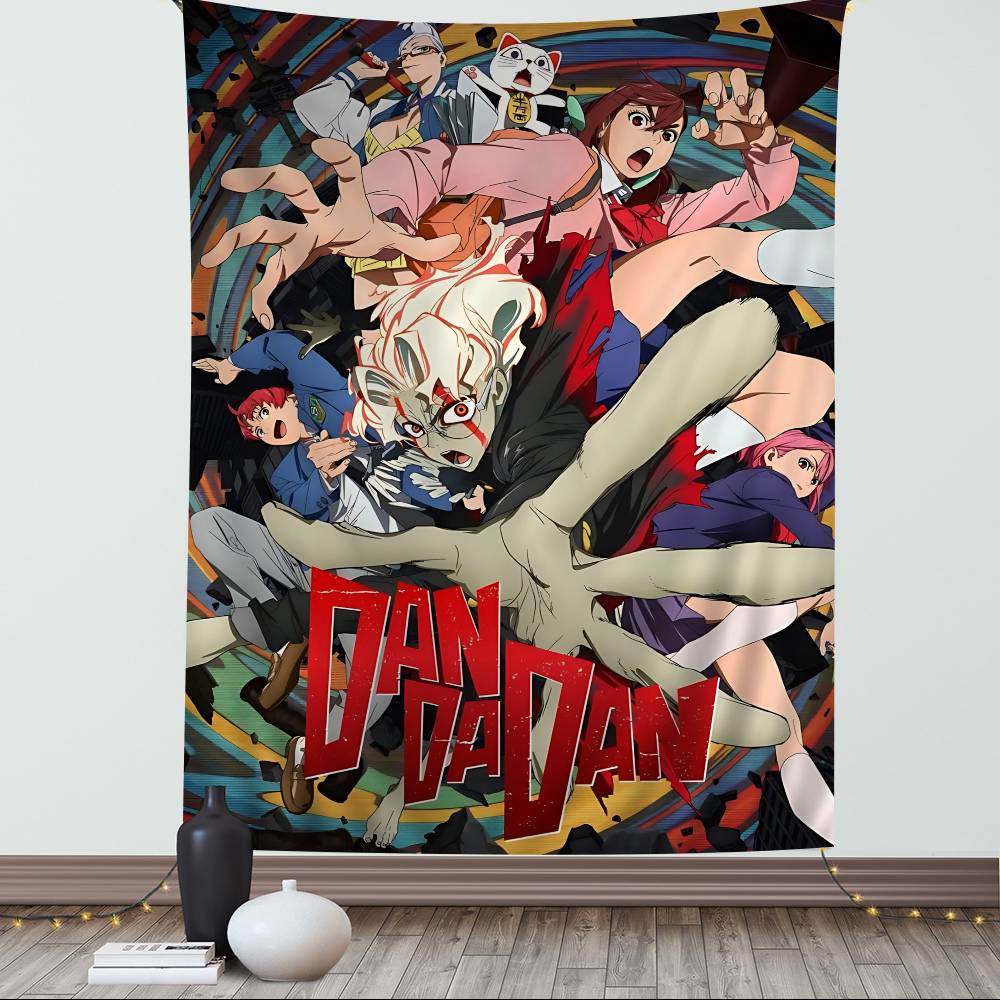 Popular Anime Dandadan Tapestry Neon MultiColor Decor Banner Wild Character Art Bold DANDADAN Typography Trippy Accent 74x94cm(29x37in)