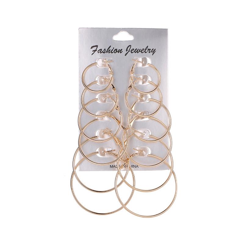 Exaggerated Metal Hoop Earrings Set: 6 Pairs - Trendy, Statement Circle Hoops for Nightclub Style