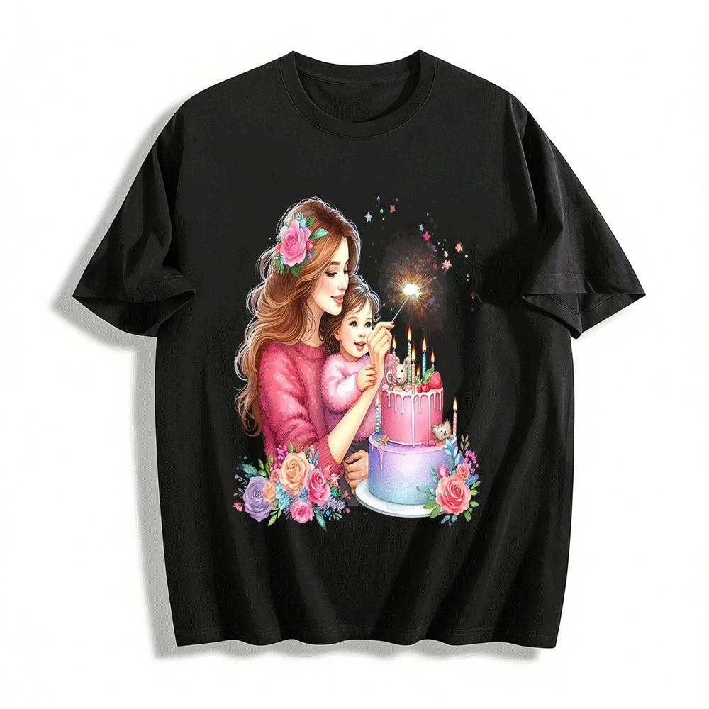

Mommy And Baby Birthday Print Casual Sweatshirt Pure cotton T-shirt XXS
