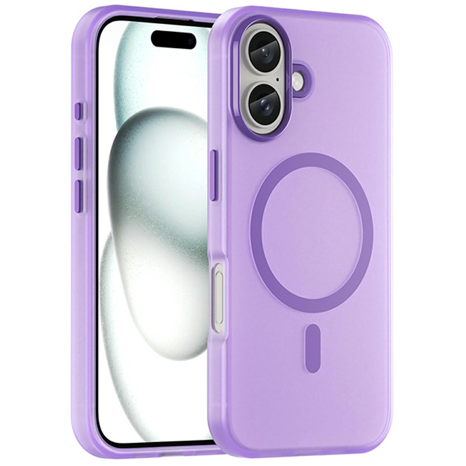 

For iPhone 16 Case Compatible with MagSafe TPU+PC Slim Matte Translucent Phone Cover Dark Purple
