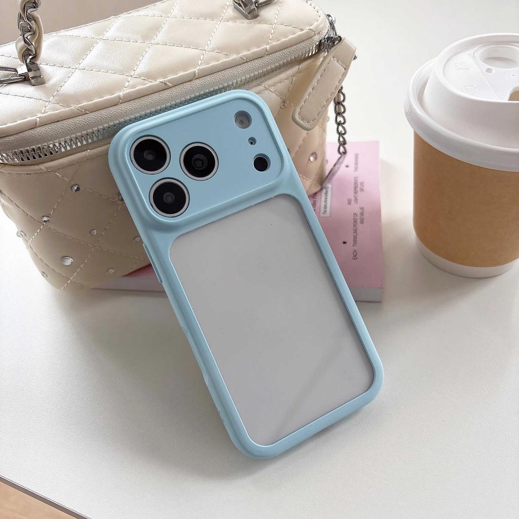 Shockproof Bumper Clear Candy Color Large Window Case For iPhone 17 16 15 14 13 12 11 Pro Max Plus Transparent Acrylic Cover