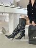 Autumn and winter new pointed thin heel high heel temperament French fashion sexy beautiful woman knee boots