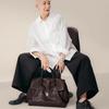 Portable briefcase versatile high-end leather retro large-capacity commuter bag