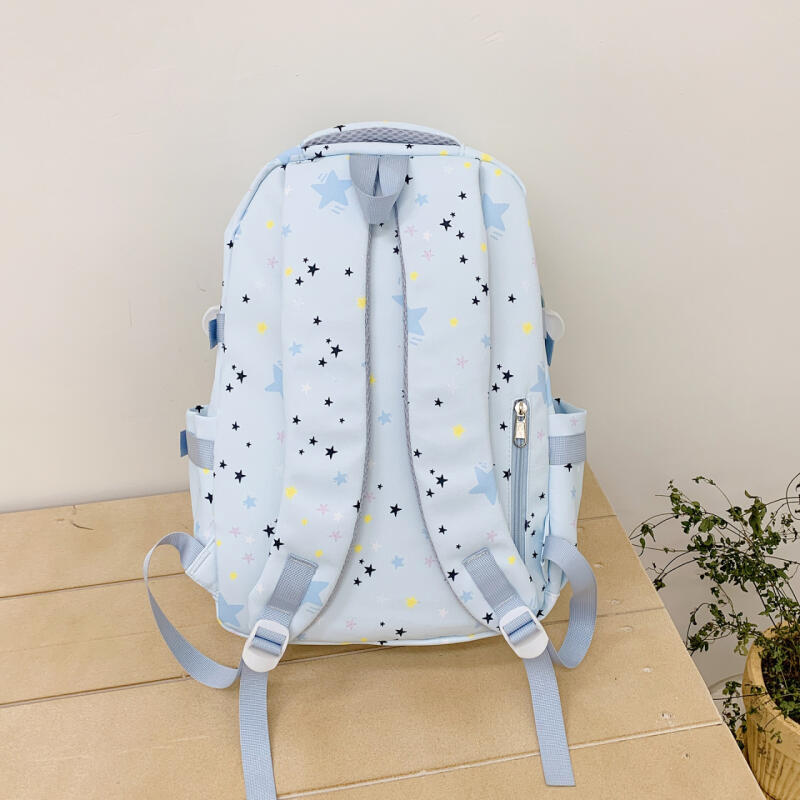 Cute Star-Print Nylon Backpack – Stylish & Lightweight School Bag for Girls, Teens, and Women