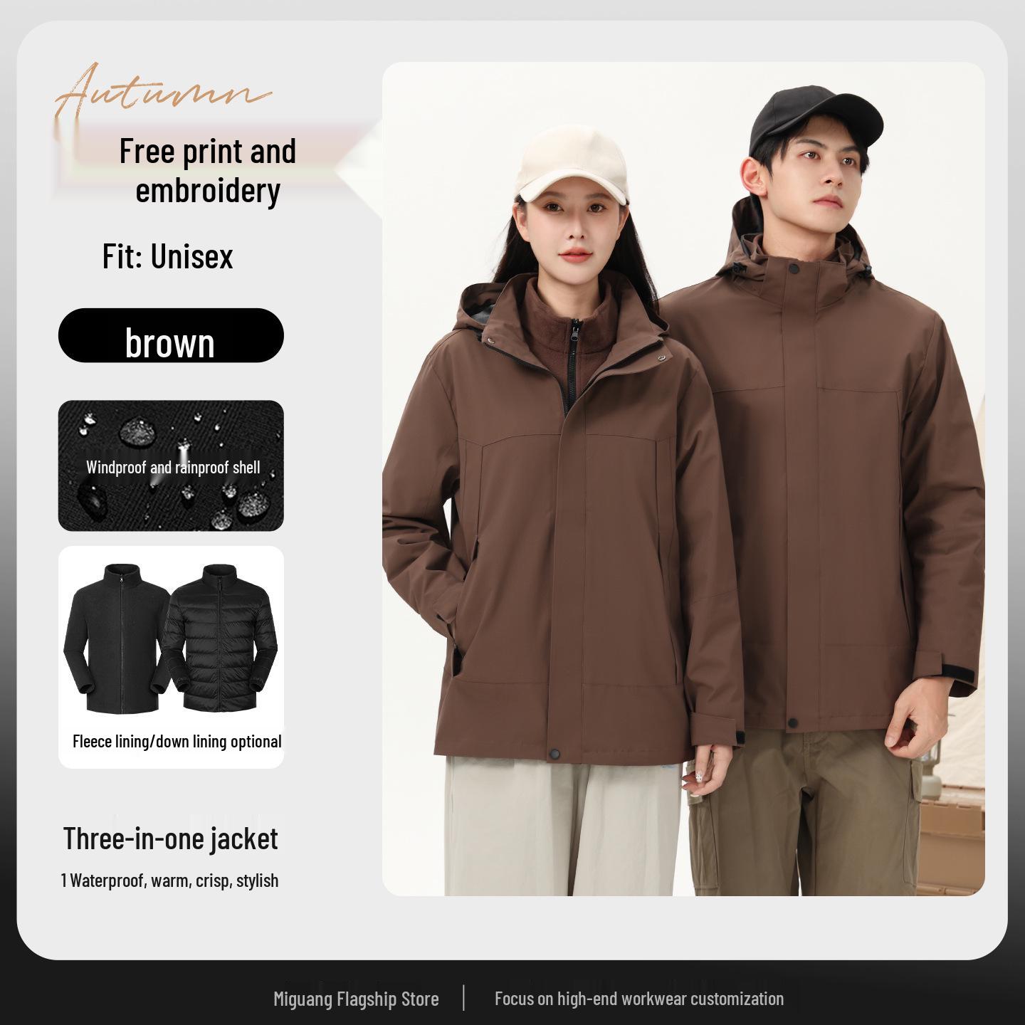 Ideal 4S Dark Green Custom Three-in-One Work Jacket with Logo L
