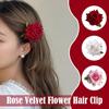 1pcs Retro Red Pink Rose Flower Hairpi Duckbill Clip Flower Brooch Women Hair Accessories Fashion Hair Clips Photo Props