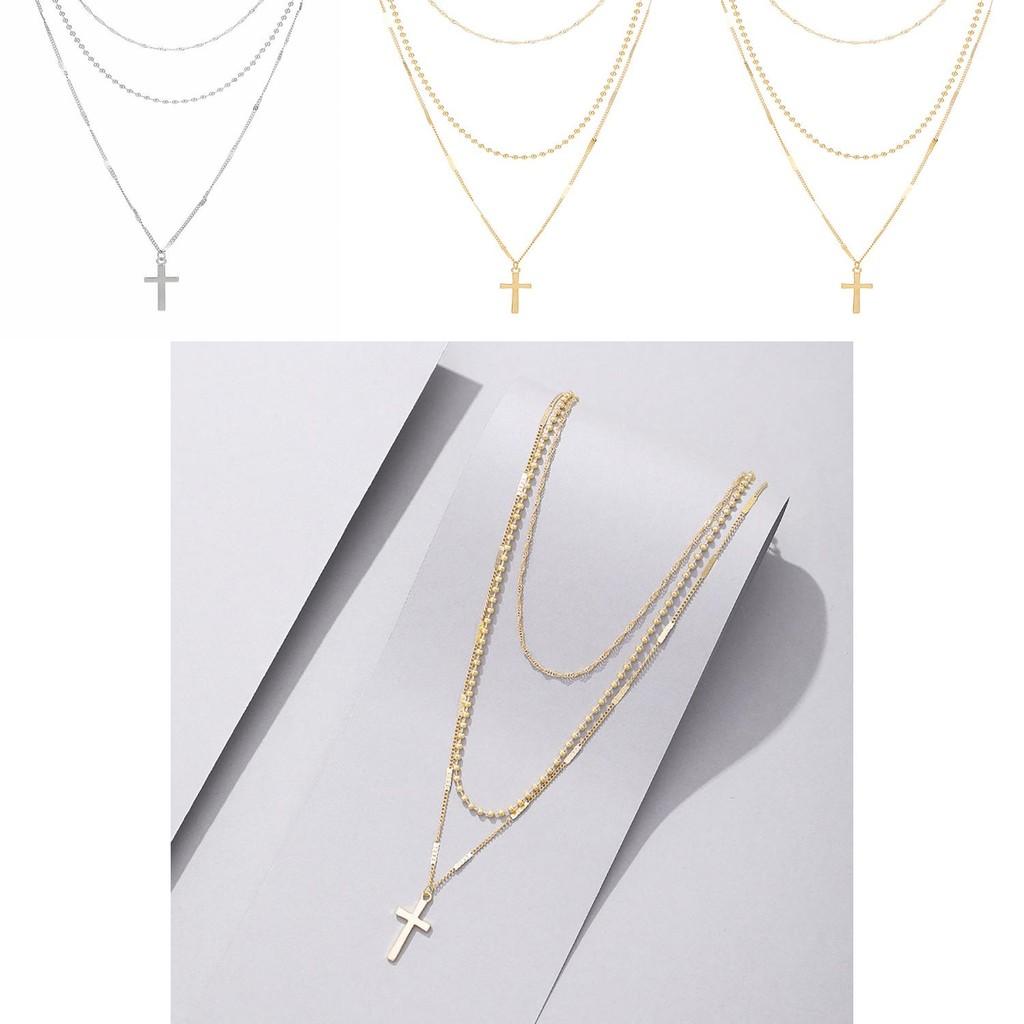 Stylish Alloy Cross Pendant Necklace In Trendy Gold And Silver For Fashion Womens